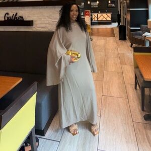 PrettyLittleThing Beige Long Sleeve Maxi Dress